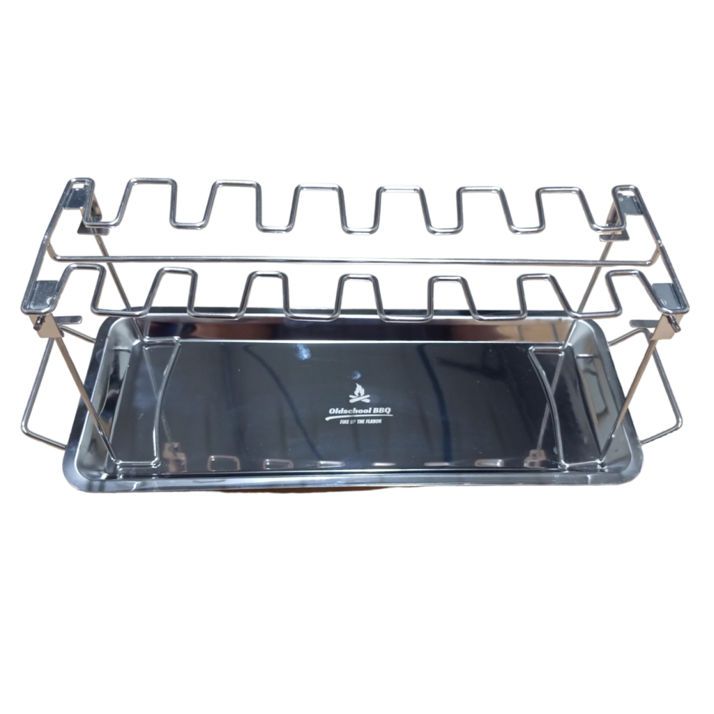 OLDSCHOOL BBQ DRUMSTICK REK MET DRIPTRAY RVS
