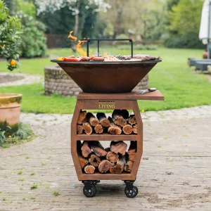 Compañero XXL BBQ Plancha Grill Cortenstaal 2.0 - Met pook en houtopslag Ø80cm