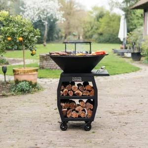 Compañero XXL BBQ Plancha Grill Blackline 2.0 - Met pook en houtopslag Ø80cm