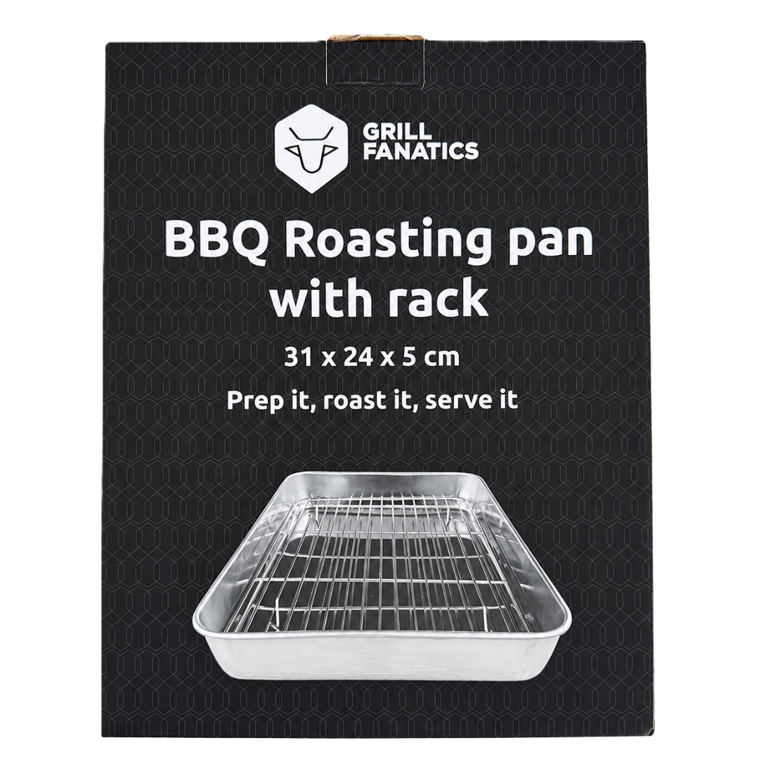 BBQ braadschaal met rooster 31 x 24 x 5 cm | Grill Fanatics BBQ braadschaal met rooster 31 x 24 x 5 cm | Grill Fanatics